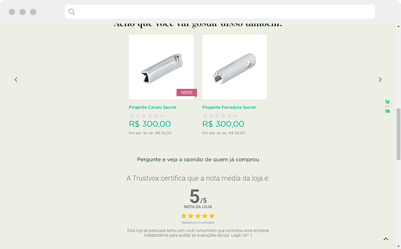 Print loja virtual cliente Alice Knop tela de detalhes do produto