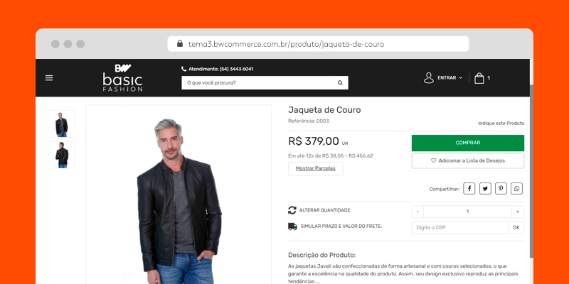 Página interna do produto mostrando nova disposição da galeria com miniaturas das fotos ao lado da imagem principal