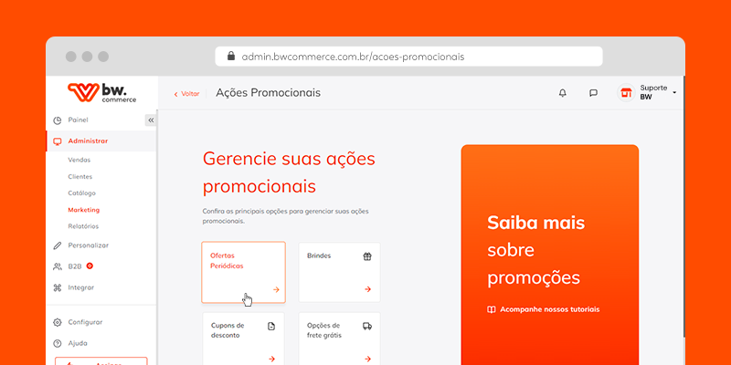 Print de tela do painel seção Ações Promocionais